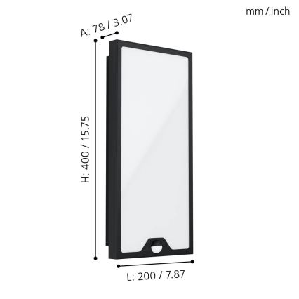 Eglo - LED Vonkajšie nástenné svietidlo so senzorom  LED/16W/230V IP44