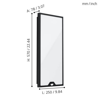 Eglo - LED Vonkajšie nástenné svietidlo so senzorom  LED/18,5W/230V IP44