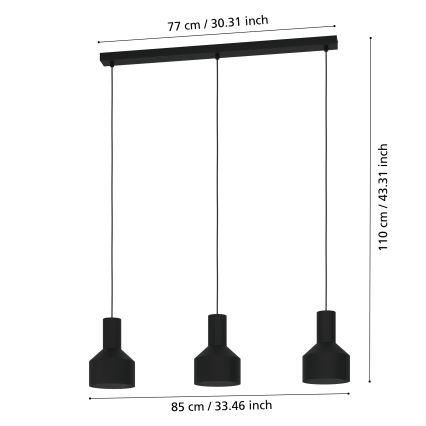 Eglo - Luster na lanku 3xE27/40W/230V