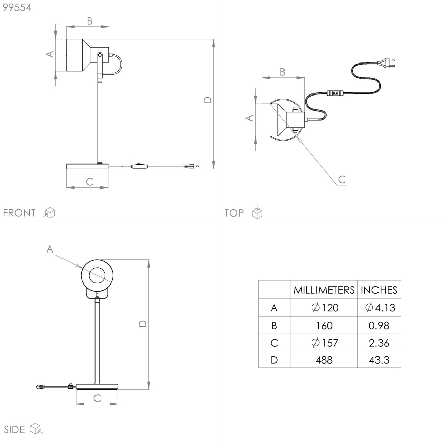 Eglo - Stolná lampa 1xE27/28W/230V