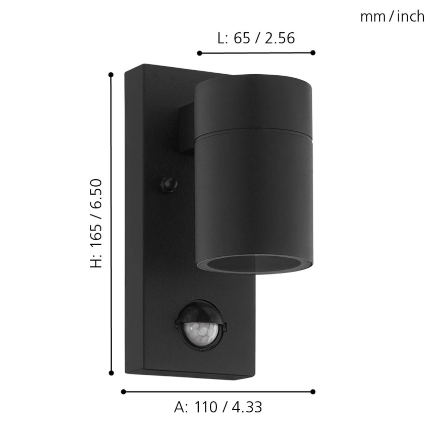 Eglo - LED Vonkajšie nástenné svietidlo so senzorom 1xGU10/3W/230V IP44