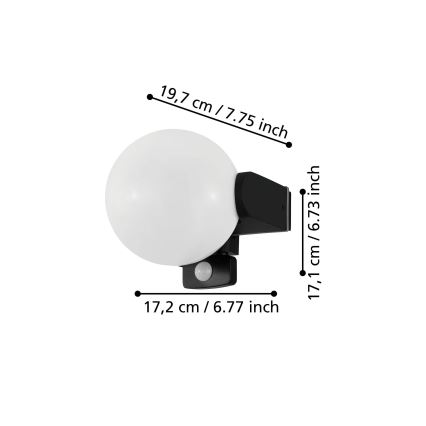 Eglo 99573 - Vonkajšie nástenné svietidlo so senzorom RUBIO 1xE27/15W/230V IP44