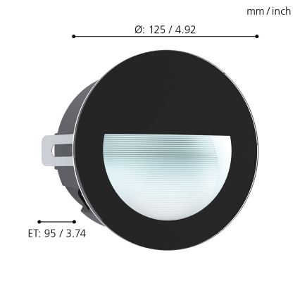 Eglo - LED Vonkajšie zápustné svietidlo LED/2,5W/230V IP65 čierna