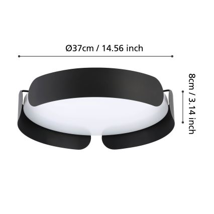 Eglo - LED Stropné svietidlo LED/20W/230V pr. 37 cm čierne