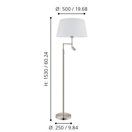 Eglo/Edi Light - LED Stojacia lampa SANTANDER 1xE27/11W/230V + LED/2,3W matný chróm