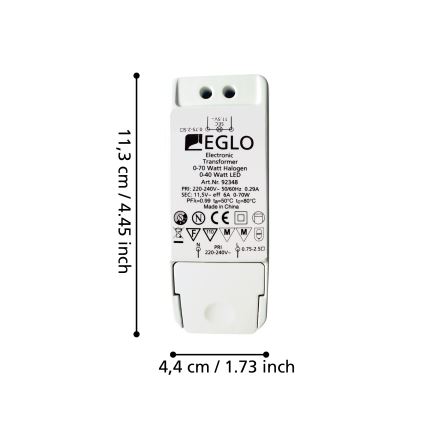 Eglo - Elektrický transformátor EINBAUSPOT 70W/230V/11,5V AC