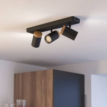 Eglo - Kúpeľňové bodové svietidlo 3xGU10/3W/230V IP44 čierne/béžové