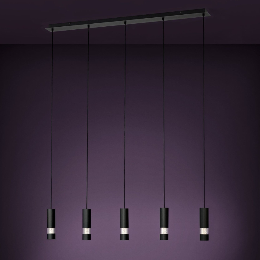 Eglo - LED Luster na lanku 5xGU10/4,6W/230V čierna