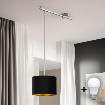 Eglo - LED  Luster na lanku CALCENA 1xE27/60W/230V chróm/čierna
