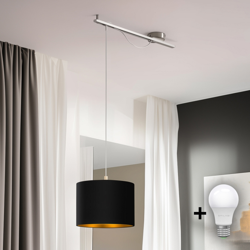 Eglo - LED  Luster na lanku CALCENA 1xE27/60W/230V chróm/čierna