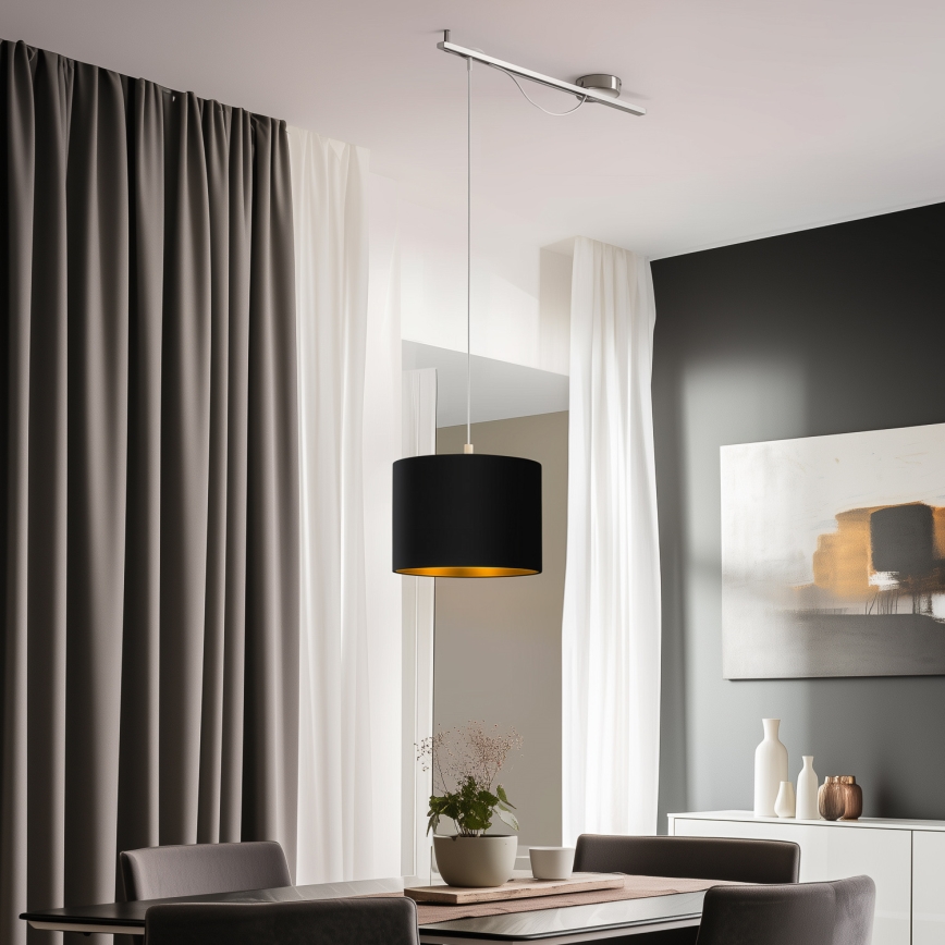 Eglo - LED  Luster na lanku CALCENA 1xE27/60W/230V chróm/čierna