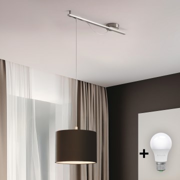 Eglo - LED  Luster na lanku CALCENA 1xE27/60W/230V chróm/hnedá