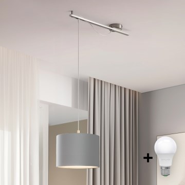 Eglo - LED  Luster na lanku CALCENA 1xE27/60W/230V chróm/šedá