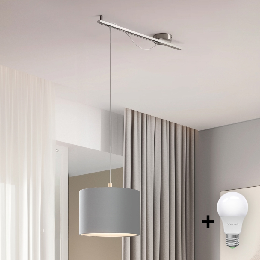 Eglo - LED  Luster na lanku CALCENA 1xE27/60W/230V chróm/šedá