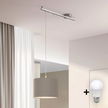 Eglo - LED  Luster na lanku CALCENA 1xE27/60W/230V chróm/taupe