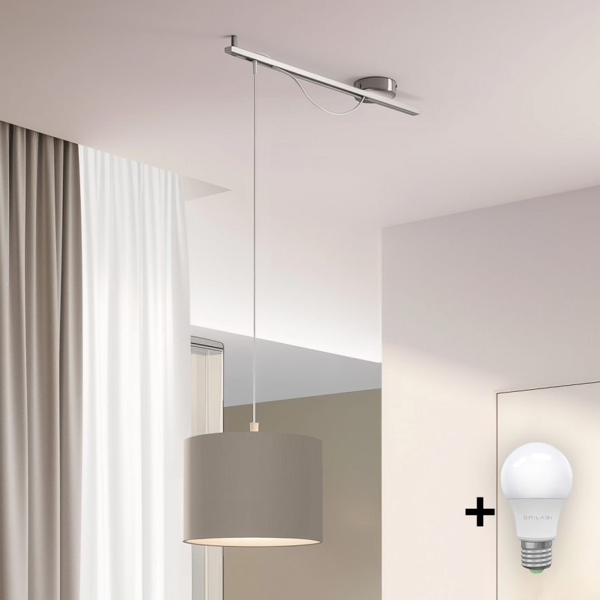 Eglo - LED  Luster na lanku CALCENA 1xE27/60W/230V chróm/taupe