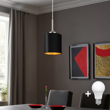 Eglo - LED Luster na lanku TUNJA 1xE27/60W/230V čierna