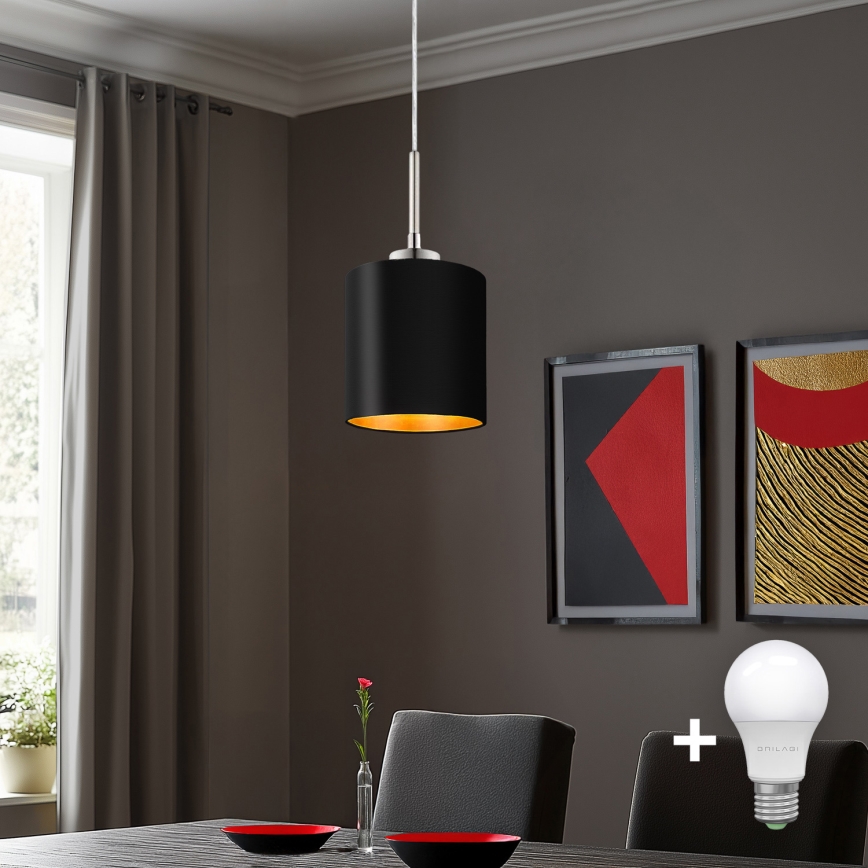 Eglo - LED Luster na lanku TUNJA 1xE27/60W/230V čierna