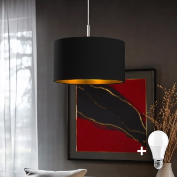 Eglo - LED Luster na lanku TUNJA 1xE27/60W/230V čierna
