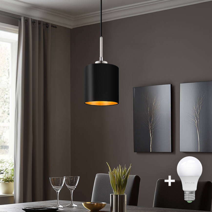 Eglo - LED  Luster na lanku TUNJA 1xE27/60W/230V čierna