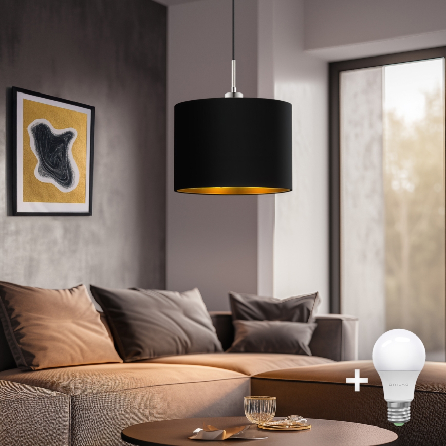 Eglo - LED  Luster na lanku TUNJA 1xE27/60W/230V čierna