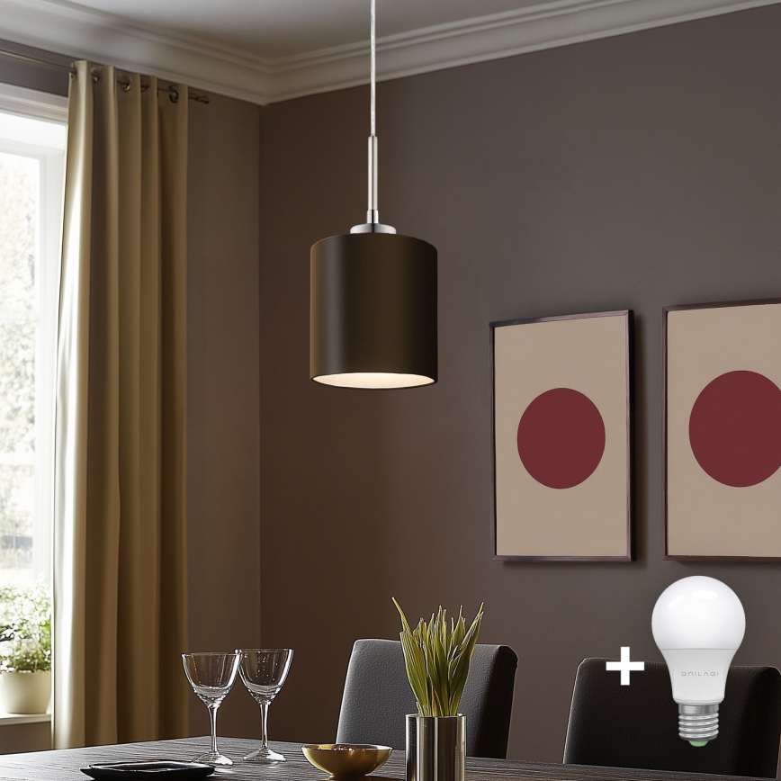Eglo - LED Luster na lanku TUNJA 1xE27/60W/230V hnedá