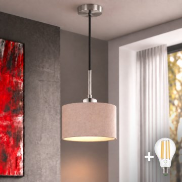 Eglo - LED luster na lanku TUNJA 1xE27/60W/230V pr. 20 cm béžová/čierna