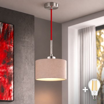 Eglo - LED luster na lanku TUNJA 1xE27/60W/230V priemer 20 cm béžová/červená