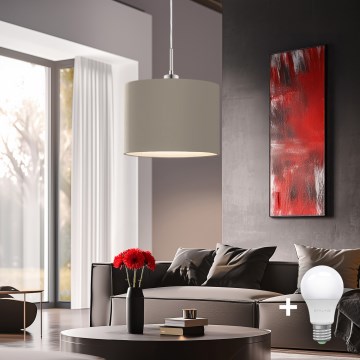 Eglo - LED Luster na lanku TUNJA 1xE27/60W/230V taupe