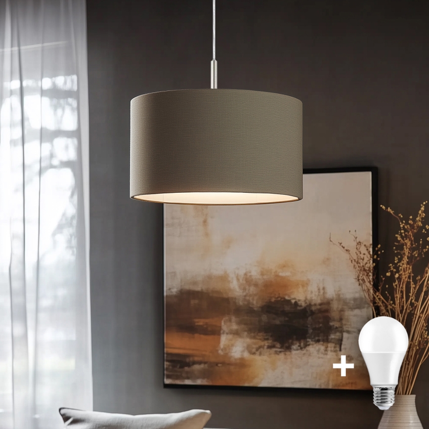 Eglo - LED Luster na lanku TUNJA 1xE27/60W/230V taupe