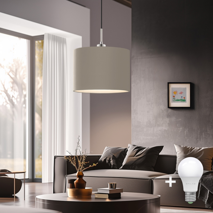 Eglo - LED  Luster na lanku TUNJA 1xE27/60W/230V taupe