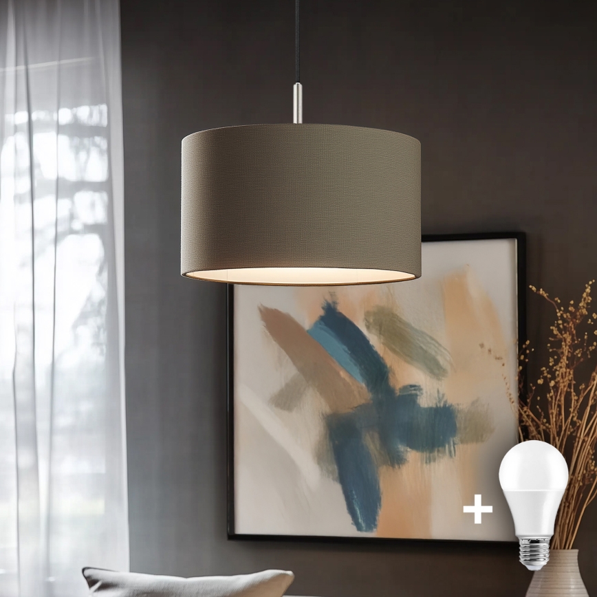 Eglo - LED  Luster na lanku TUNJA 1xE27/60W/230V taupe