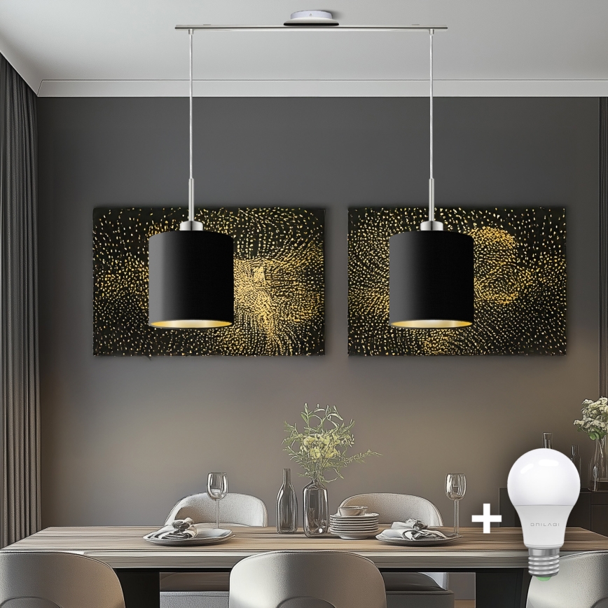 Eglo - LED  Luster na lanku TUNJA 2xE27/60W/230V čierna