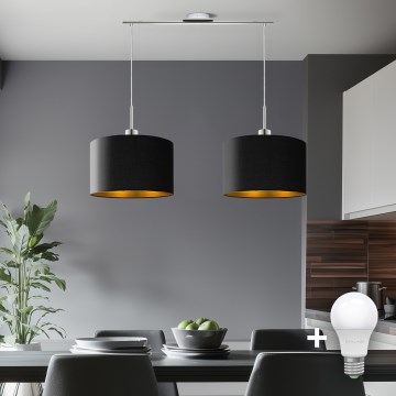 Eglo - LED  Luster na lanku TUNJA 2xE27/60W/230V čierna