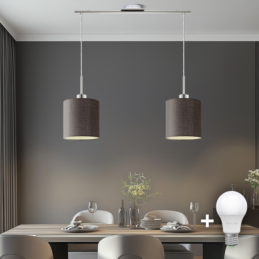Eglo - LED  Luster na lanku TUNJA 2xE27/60W/230V hnedá