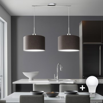 Eglo - LED  Luster na lanku TUNJA 2xE27/60W/230V hnedá