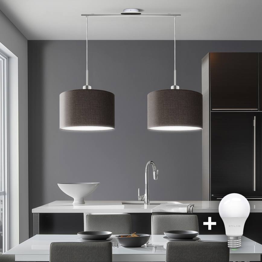Eglo - LED  Luster na lanku TUNJA 2xE27/60W/230V hnedá