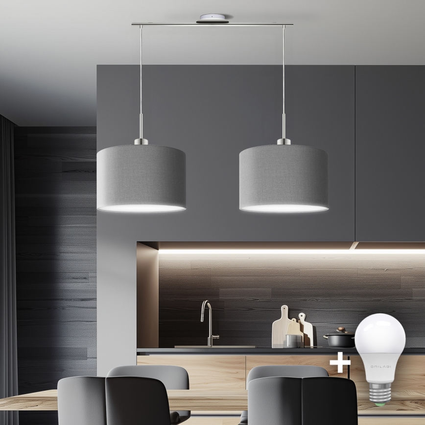 Eglo - LED  Luster na lanku TUNJA 2xE27/60W/230V šedá