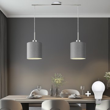 Eglo - LED  Luster na lanku TUNJA 2xE27/60W/230V šedá