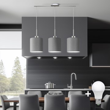 Eglo - LED  Luster na lanku TUNJA 3xE27/60W/230V šedá