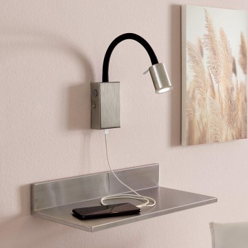 Eglo - LED nástenné bodové svietidlo s USB nabíjačkou LED/3,5W/230V matný chróm