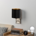 Eglo - LED  Nástenné svietidlo TUNJA 1xE27/60W/230V matný chróm/čierna