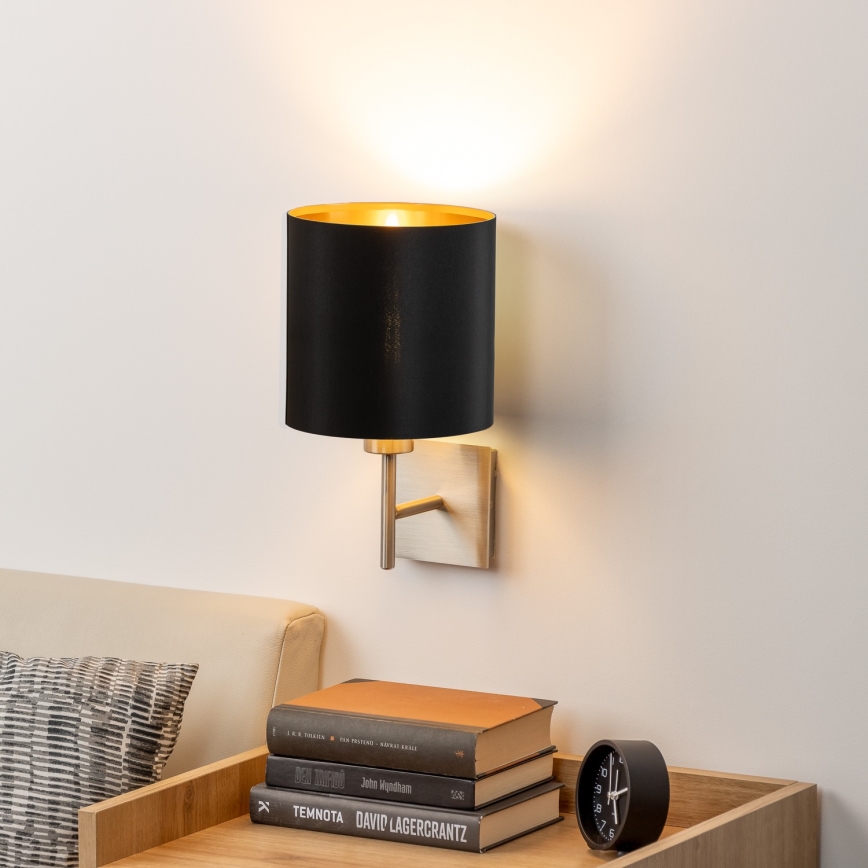 Eglo - LED  Nástenné svietidlo TUNJA 1xE27/60W/230V matný chróm/čierna