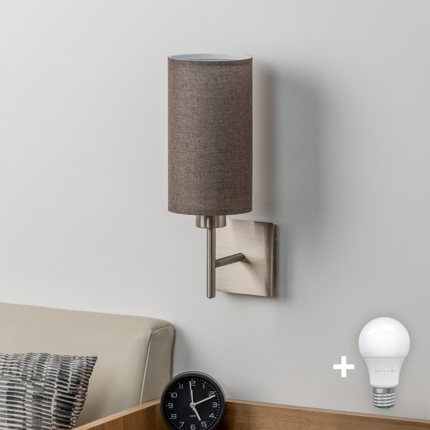 Eglo - LED  Nástenné svietidlo TUNJA 1xE27/60W/230V matný chróm/hnedá