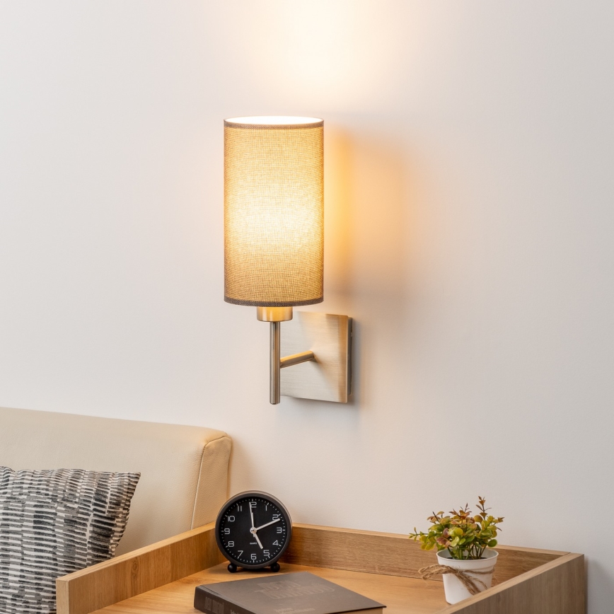 Eglo - LED  Nástenné svietidlo TUNJA 1xE27/60W/230V matný chróm/hnedá