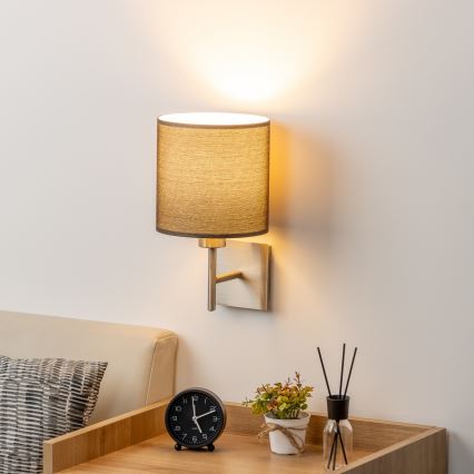 Eglo - LED  Nástenné svietidlo TUNJA 1xE27/60W/230V matný chróm/hnedá