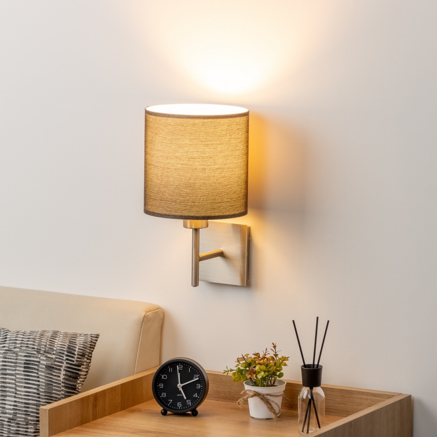Eglo - LED  Nástenné svietidlo TUNJA 1xE27/60W/230V matný chróm/hnedá