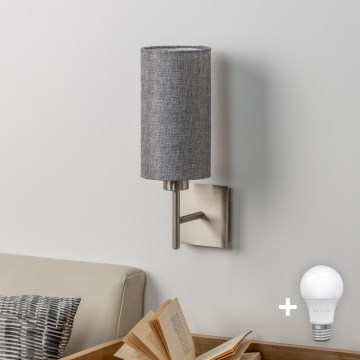 Eglo - LED  Nástenné svietidlo TUNJA 1xE27/60W/230V matný chróm/šedá