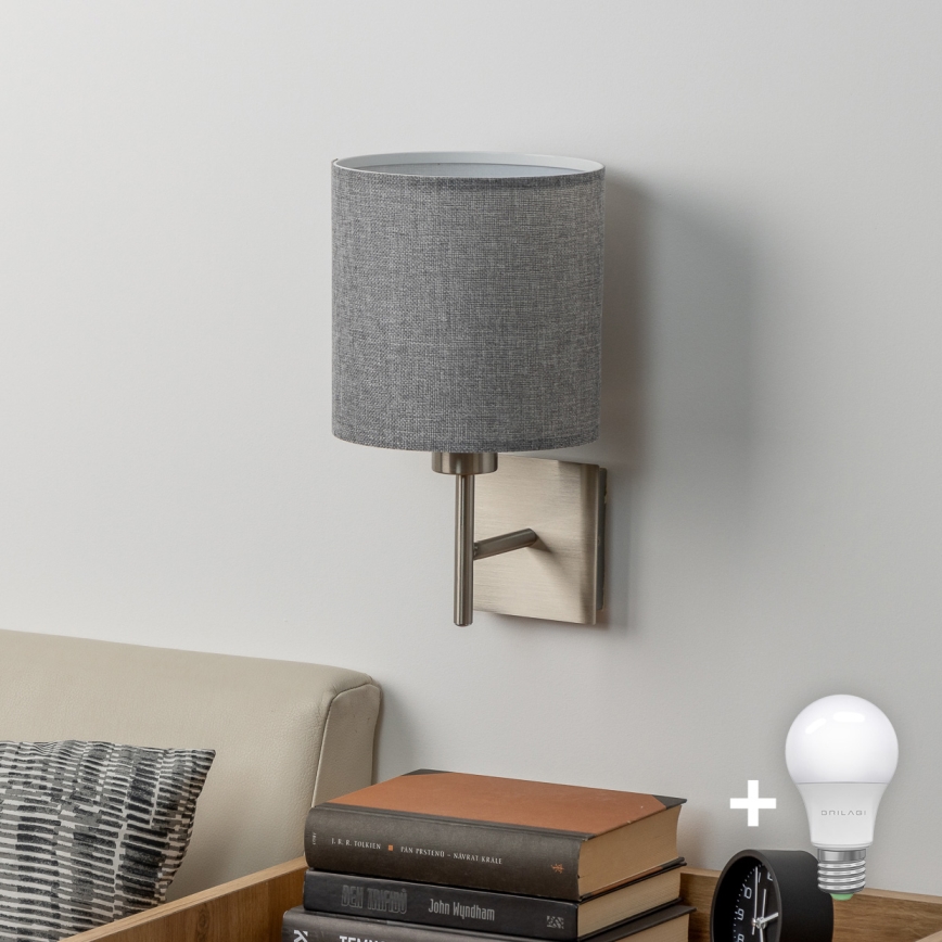 Eglo - LED  Nástenné svietidlo TUNJA 1xE27/60W/230V matný chróm/šedá