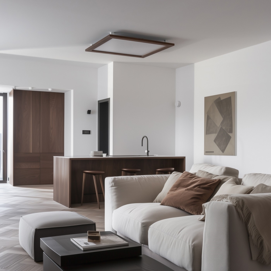 Eglo - LED povrchový panel SALOBRENA WOOD LED/31W/230V 64x64 cm tmavohnedý